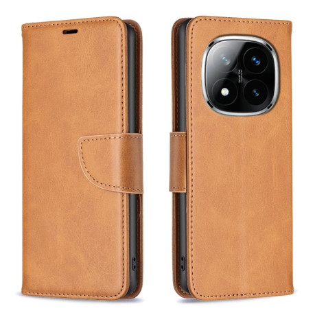Чехол-книжка Lambskin Texture Pure Color для Xiaomi Redmi Note 14 Pro 5G / Note 14 Pro+ 5G - желтый