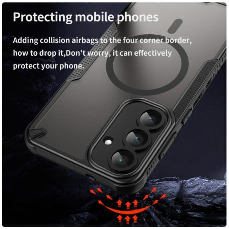 Противоударный чехол Armor Glaze с MagSafe гибридный на Samsung Galaxy S25 FE 5G - черный
