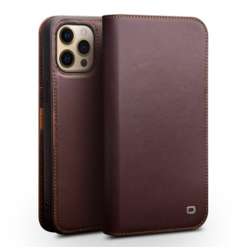 Кожаный чехол QIALINO Wallet Case для iPhone 13 Pro Max - коричневый