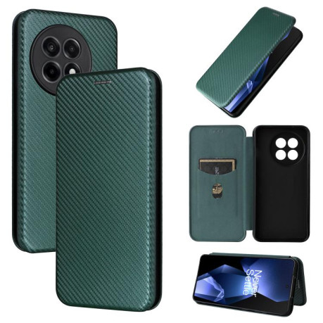Чохол-книжка Carbon Fiber Texture на OnePlus 13R/Ace 5/Ace 5 Pro - зелений