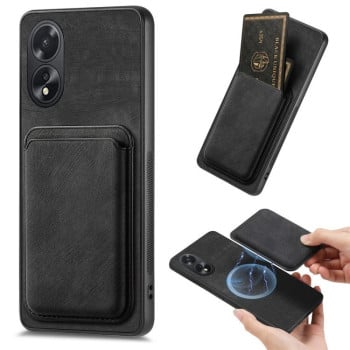 Противоударный чехол Retro Leather Card Bag Magnetic для OPPO A38 4G / A18 4G - черный