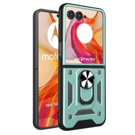 Протиударний чохол Armor Ring Holder TPU Hybrid PC для Motorola Razr 50 Ultra 5G - зелений