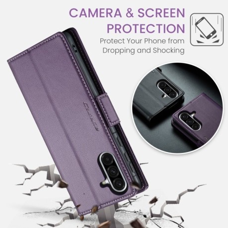 Чохол-книжка CaseMe 023 Butterfly Buckle Litchi RFID Anti-theft Leather  для Samsung Galaxy A36 5G - фіолетовий