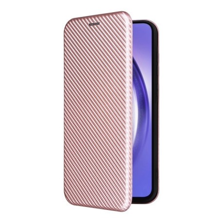 Чохол-книжка Carbon Fiber Texture для Samsung Galaxy A55 5G - рожевий