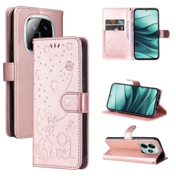 Чехол-книжка Cat and Dog для Xiaomi Redmi Note 14 5G - розовое золото