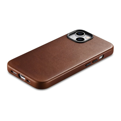 Шкіряний чохол iCarer Leather Oil Wax (MagSafe) для iPhone 14/13 - коричневий