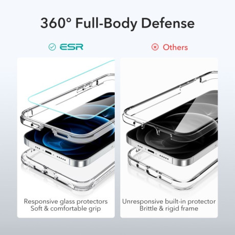 Протиударний чохол ESR Alliance Tough Series з захисним склом (2 pcs) для iPhone 12 / 12 Pro - прозорий