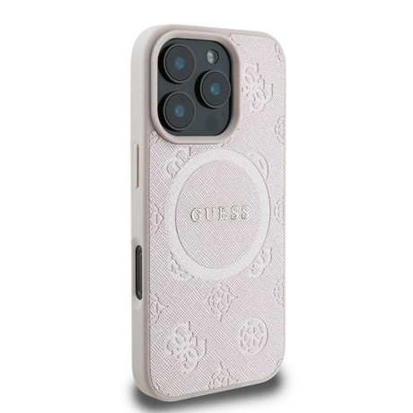 Оригинальный чехол Guess Saffiano MagSafe на iPhone 16 Pro - Pink