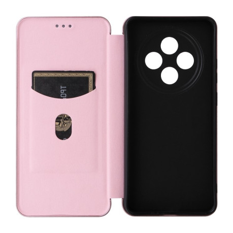 Чохол-книжка Carbon Fiber Texture на OPPO Reno12 F/12 FS 5G/4G - рожевий