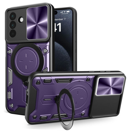 Противоударный чехол CD Texture Sliding Camshield Magnetic Holder на  Samsung Galaxy A56 5G - фиолетовый