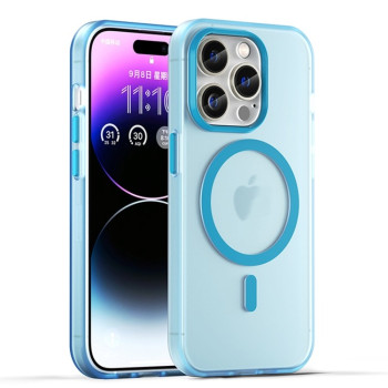 Противоударный чехол MagSafe Frosted Translucent TPU + PC для iPhone 16 Pro - синий