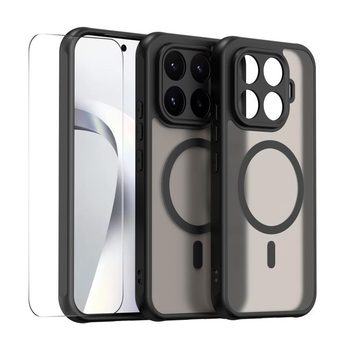 Чохол ENKAY Hat-Prince з MagSafe матовий+скло на Xiaomi 17T Pro 5G — чорний