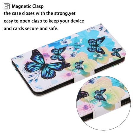 Чехол-книжка Coloured Drawing Pattern для Samsung Galaxy M32/A22 4G - Purple Butterfly