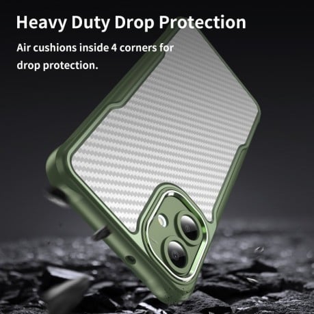 Ударозащитный чехол Carbon Fiber Texture Translucent на Samsung Galaxy A06 4G - зеленый
