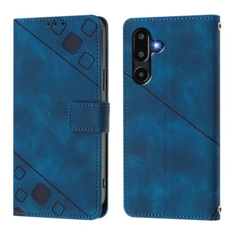 Чехол-книжка Skin-feel Embossed для на Samsung Galaxy M16 5G Global - синий