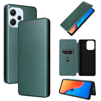 Чехол-книжка Carbon Fiber Texture на Xiaomi Redmi Redmi 12 4G/12 5G/Note 12R/POCO M6 Pro 5G - зеленый