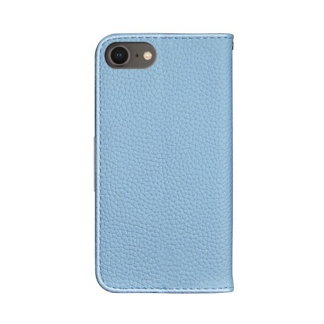 Чехол-книжка Litchi Texture Solid Color на iPhone SE 3/2 2022/2020/7/8 -  голубой