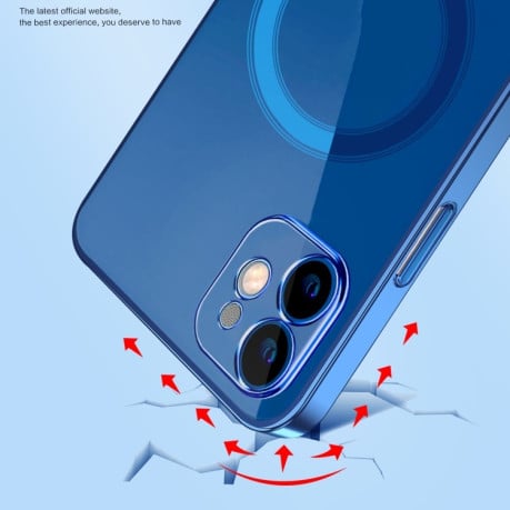 Противоударный чехол Classic Electroplating (Magsafe) для iPhone 12 - синий