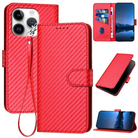 Чохол-книжка Carbon Fiber Texture на iPhone 16 Pro - червоний