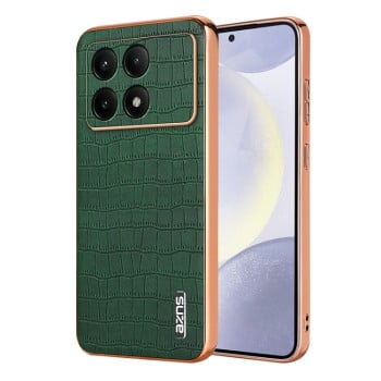 Чехол AZNS металлизированная рамка Electroplated Frame фактура “крокодил” на Xiaomi POCO F6 Pro - зеленый
