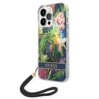 Оригінальний чохол Guess Flower Strap для iPhone 14 Pro Max - blue