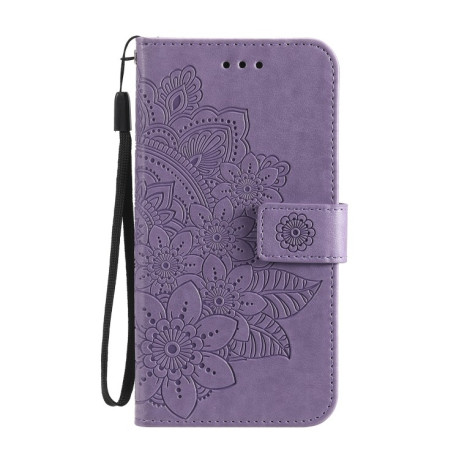 Чехол-книжка Flowers Embossing Pattern для iPhone 13 Pro Max - фиолетовый