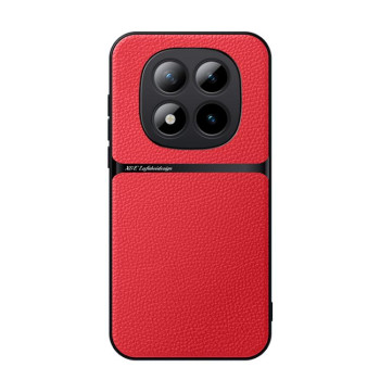 Чохол Litchi Leather Magnetic Full Coverage Shockproof для Poco 8 Pro/Redmi Note 15 Pro+ — червоний
