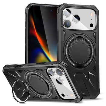 Протиударний чохол HTM MagSafe Magnetic Shockproof with Ring Holder на iPhone 18 Pro Max / 17 Pro Max — чорний