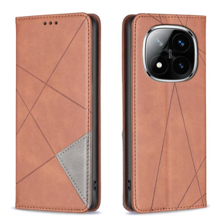 Чехол-книжка Rhombus Texture для Xiaomi Redmi Note 14 Pro 4G - коричневый