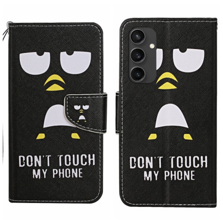 Чехол-книжка Colored Drawing Pattern для Samsung Galaxy S24 FE 5G - Penguins