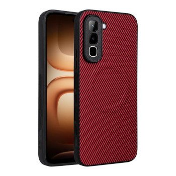 Чехол Escase из веган-кожи с текстурой карбона на Infinix Hot 70 4G — красный