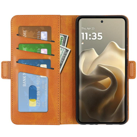 Чехол-книжка Dual-side Magnetic Buckle для Motorola Edge 60 Pro - желтый
