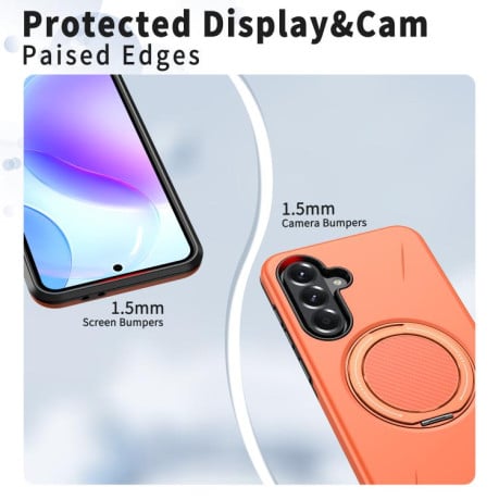 Ударостійкий чохол Kalebol з MagSafe і підставкою на Samsung Galaxy A37 5G — помаранчевий