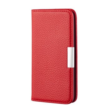 Чехол-книжка Litchi Texture Solid Color на iPhone 12/12 Pro - красный