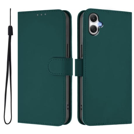 Чехол-книжка с мягким покрытием (Skin Feel) со шнурком на Samsung Galaxy A07 4G - зеленый