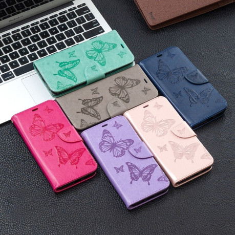 Чохол-книжка Butterflies Pattern на Xiaomi Redmi 9A - пурпурно-червоний