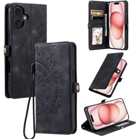 Чехол-книжка Totem Embossed Magnetic Leather для iPhone 16 Plus - черный