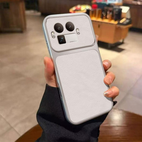 Чохол Large Window Leather Textured Coated TPU на Realme GT 8 Pro Global — білий