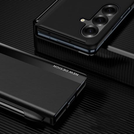 Чехол-книжка с металлизированной рамкой Side Electroplated с держателем на стилуса Pen Slot на Samsung Galaxy Fold 7 5G - синий