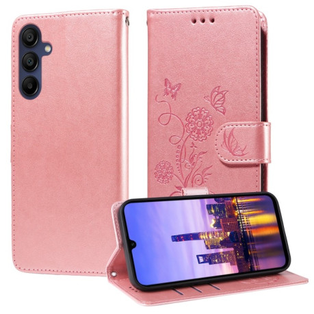 Чехол-книжка Embossed Butterfly для Samsung Galaxy A16 5G - розовое золото