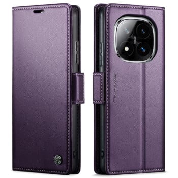 Чохол-книжка CaseMe 023 Butterfly Buckle Litchi Texture RFID Anti-theft Leather для Xiaomi Redmi Note 14 Pro 4G - фіолетовий