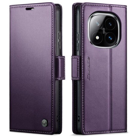 Чехол-книжка CaseMe 023 Butterfly Buckle Litchi Texture RFID Anti-theft Leather для Xiaomi Redmi Note 14 Pro 4G - фиолетовый