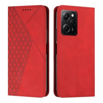 Чехол-книжка Diamond Splicing Skin Feel для Xiaomi Redmi Note 12 Pro Speed / Poco X5 Pro 5G - красный