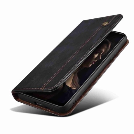 Чехол-книжка Simple Wax Crazy Horse для Samsung Galaxy A35 5G - черный