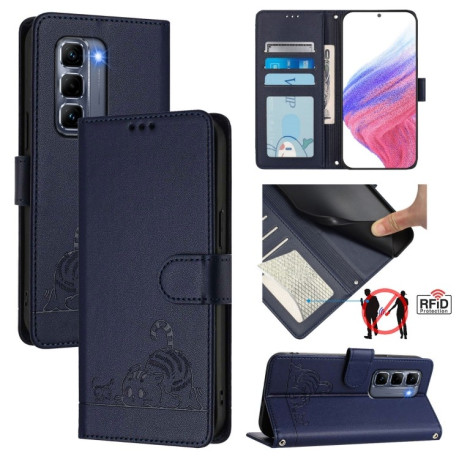 Чехол-книжка Cat Embossing Pattern на Infinix Hot 50 Pro+ 4G - синій