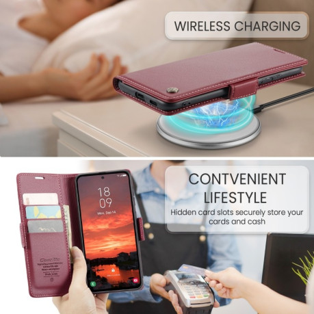 Чехол-книжка CaseMe 023 Butterfly Buckle Litchi Texture RFID Anti-theft Leather для Samsung Galaxy S25+ 5G - красный