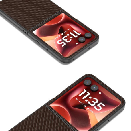 Ударозащитный чехол Carbon Fiber Texture Protective на Motorola Razr 60 Ultra - темно-коричневий