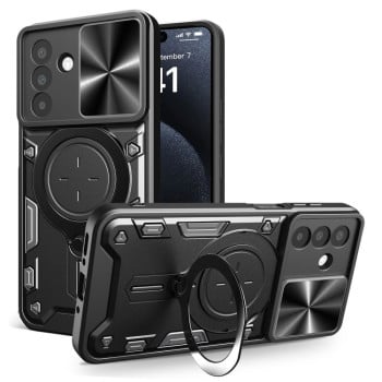 Чохол із шторкою камери CD фактурою та підставкою на Samsung Galaxy A26 5G - чорний