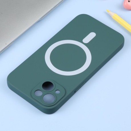 Противоударный чехол Liquid Silicone Full (Magsafe) для iPhone 14 - зеленый