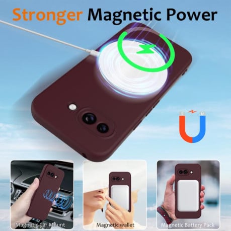 Силиконовый чехол Shockproof Silicone Magsafe для Google Pixel 9a - коричневый